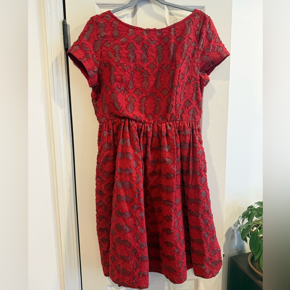 Anthropologie spring dress - Moulinette Soeurs Elegant Red Dress - size 10